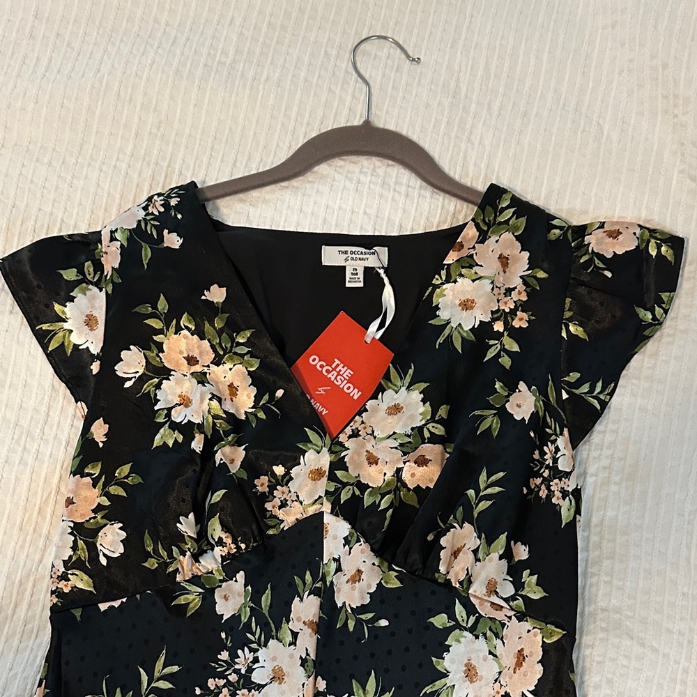 The Occasion by Old Navy Floral Black Maxi Dress with Flutter Sleeves M Tall - Picture 4 of 9